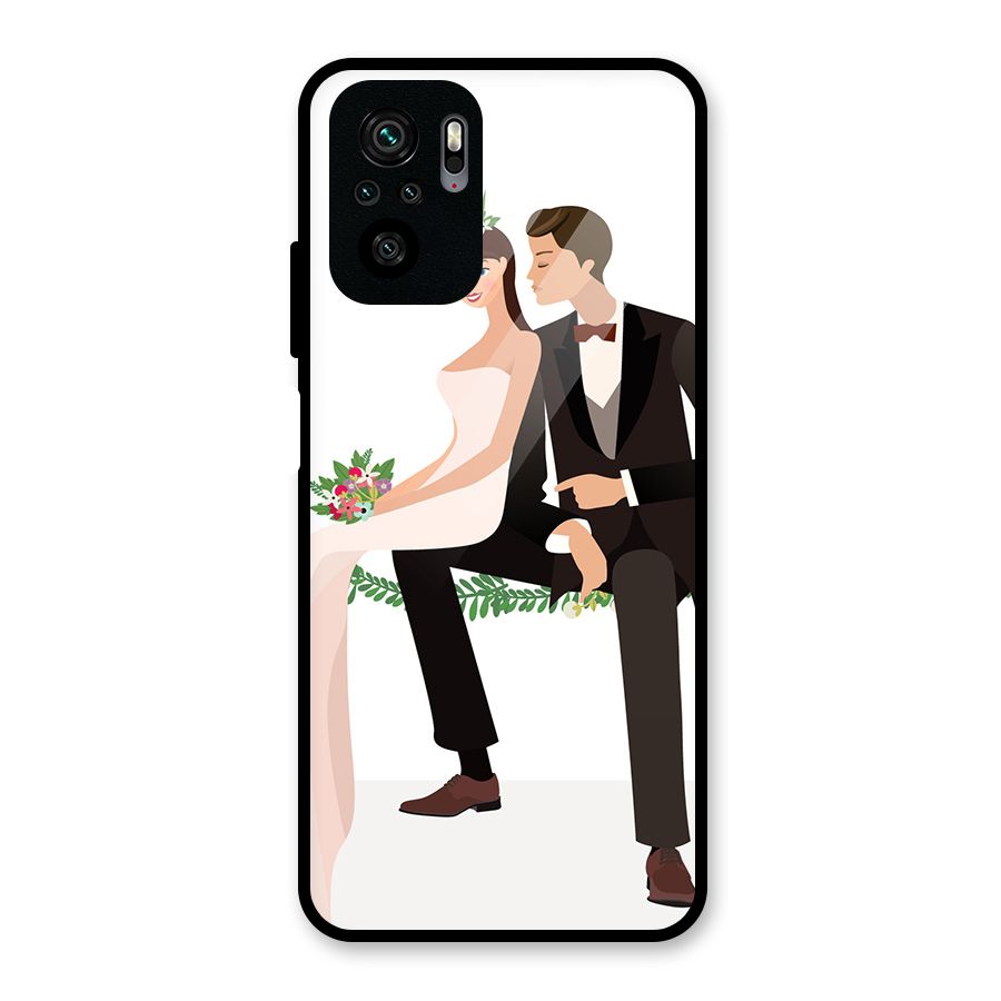 Wedding Couple Glass Back Case for Redmi Note 10S