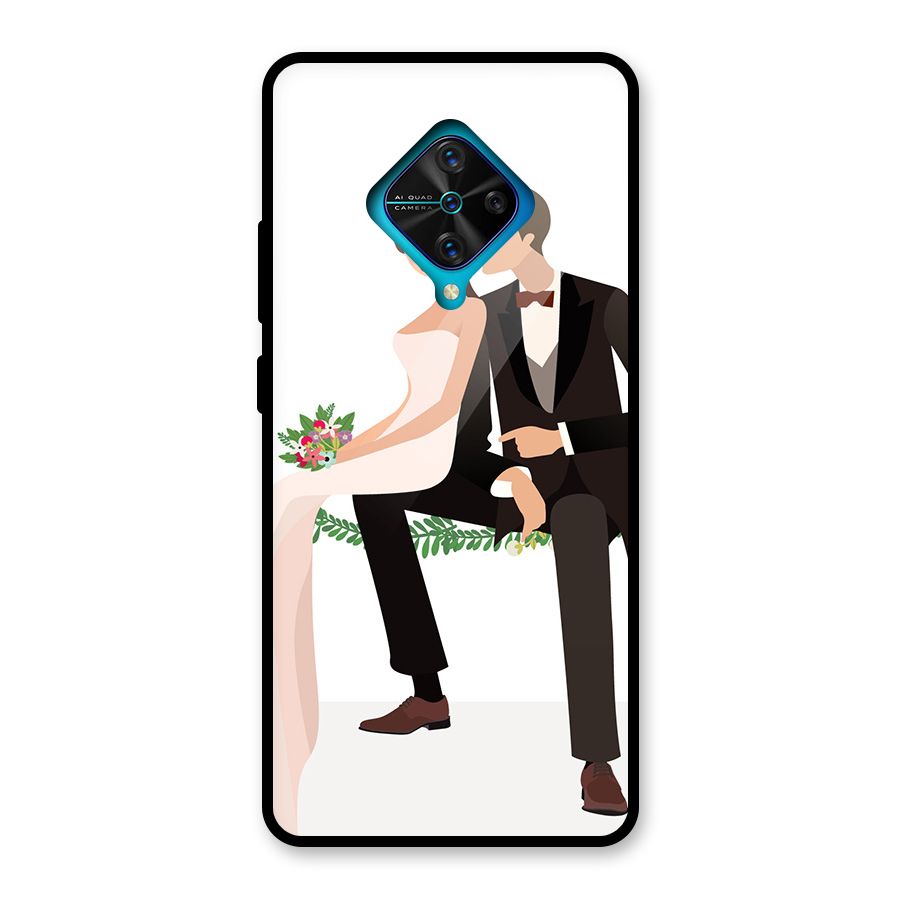 Wedding Couple Glass Back Case for Vivo S1 Pro