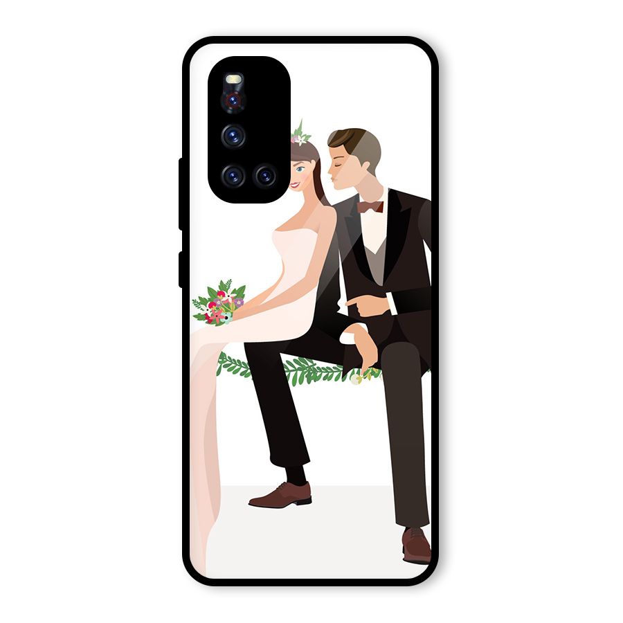 Wedding Couple Glass Back Case for Vivo V19