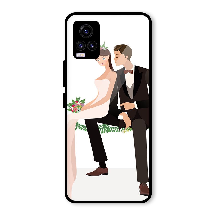 Wedding Couple Glass Back Case for Vivo V20