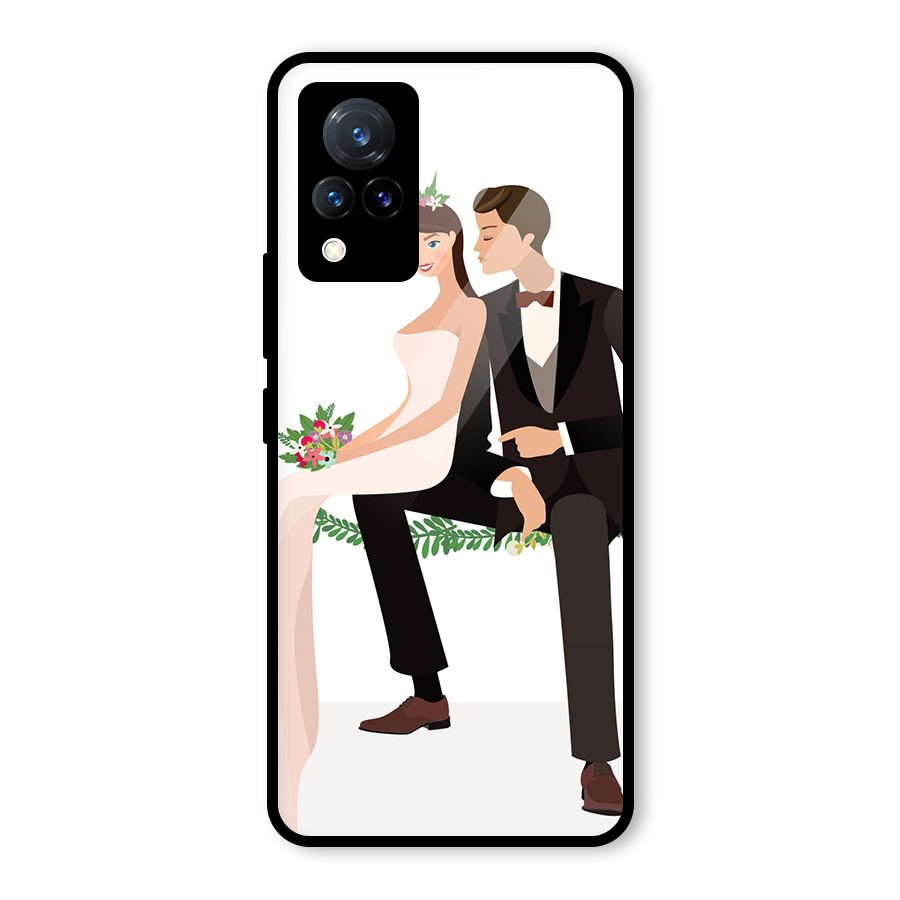 Wedding Couple Glass Back Case for Vivo V21 5G