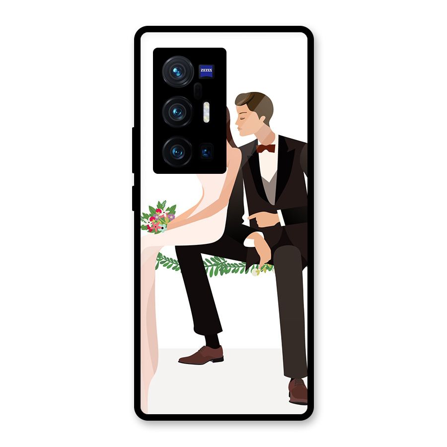 Wedding Couple Glass Back Case for Vivo X70 Pro Plus
