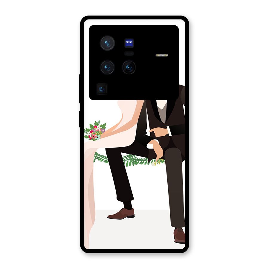 Wedding Couple Glass Back Case for Vivo X80 Pro
