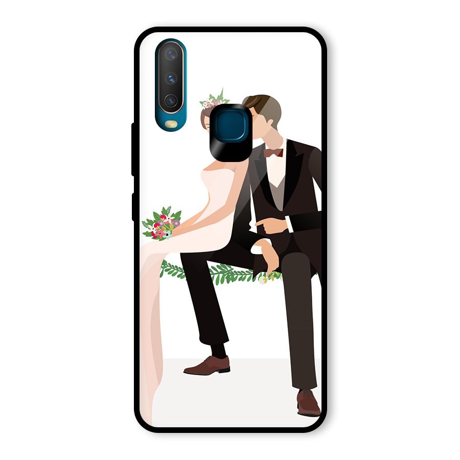 Wedding Couple Glass Back Case for Vivo Y15