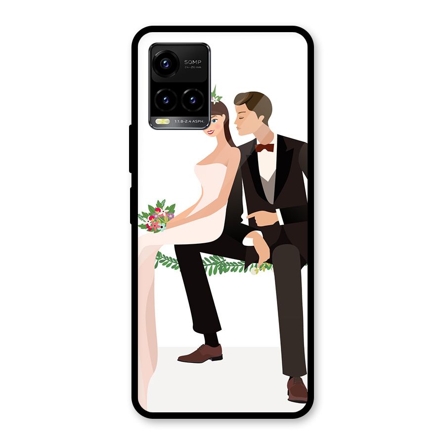 Wedding Couple Glass Back Case for Vivo Y21T