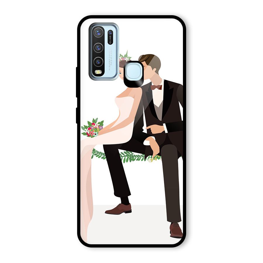 Wedding Couple Glass Back Case for Vivo Y50