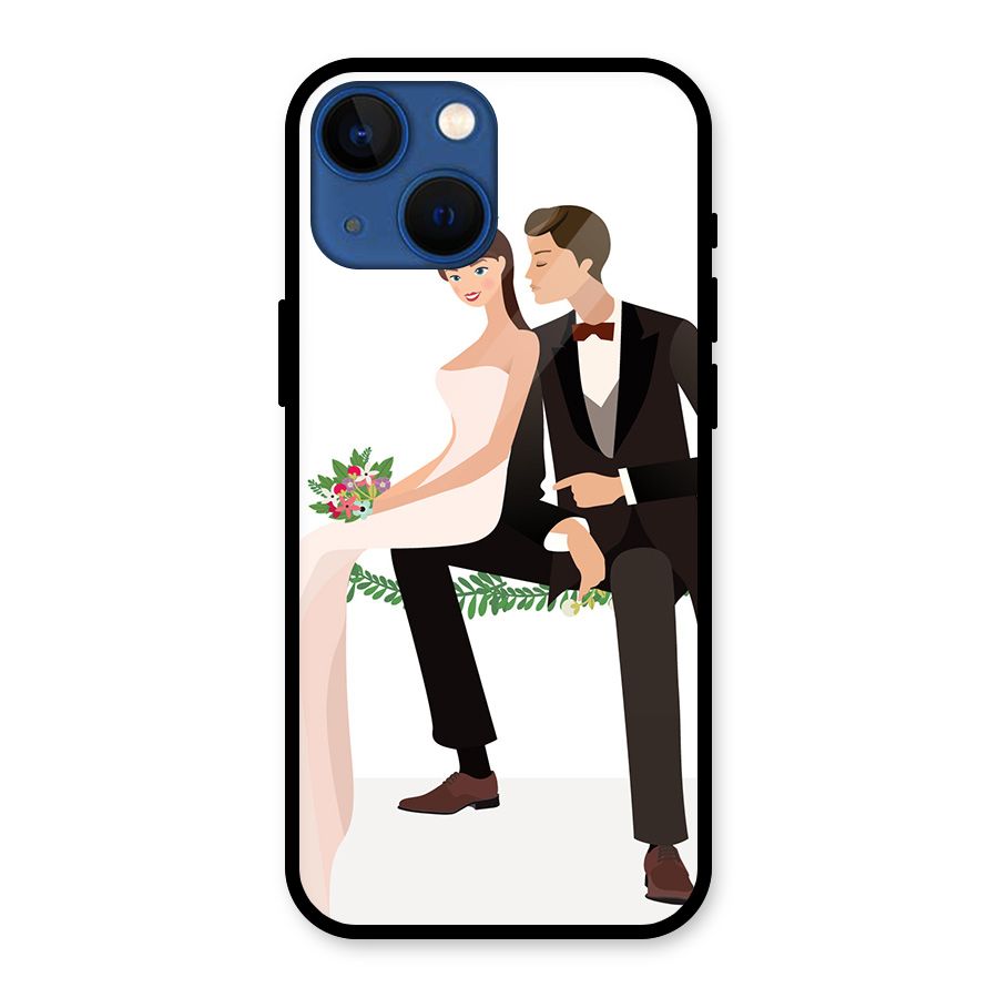 Wedding Couple Glass Back Case for iPhone 13 Mini