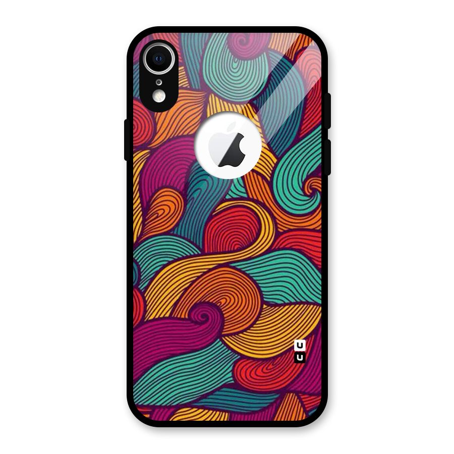 Whimsical Colors Glass Back Case for iPhone XR Logo Cut