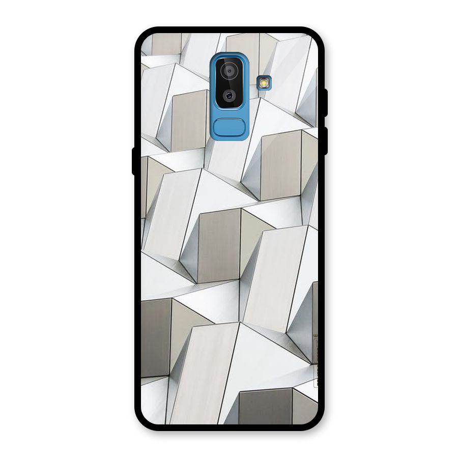 White Abstract Art Glass Back Case for Galaxy J8