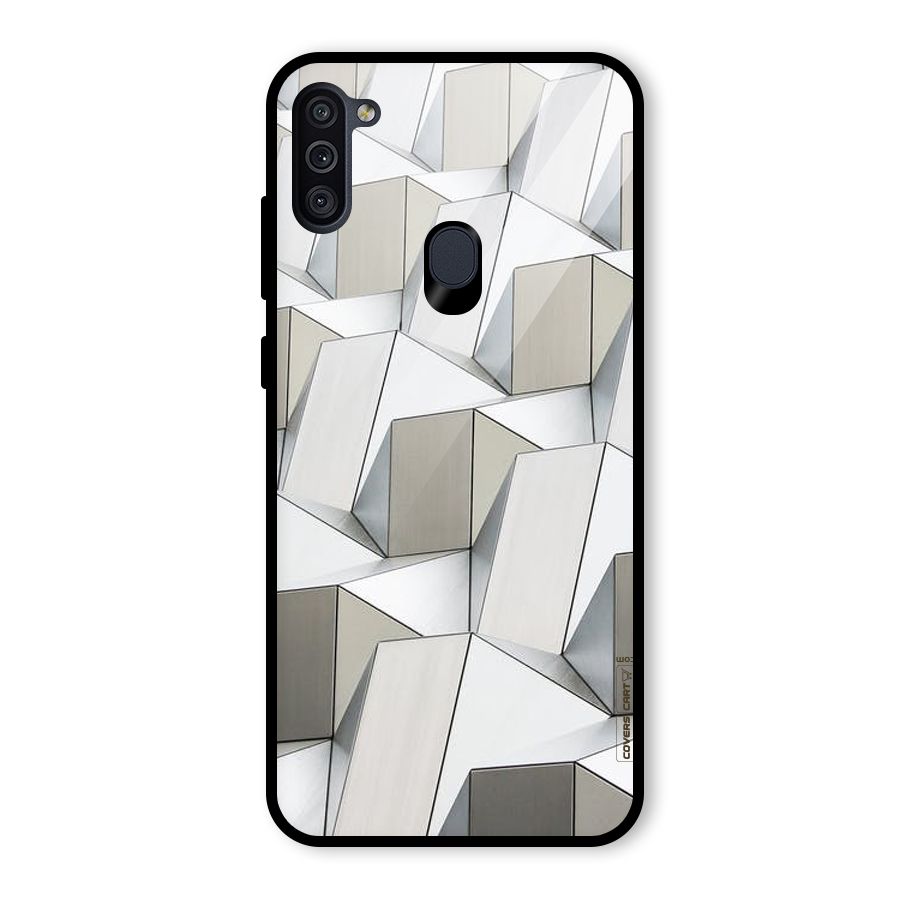White Abstract Art Glass Back Case for Galaxy M11