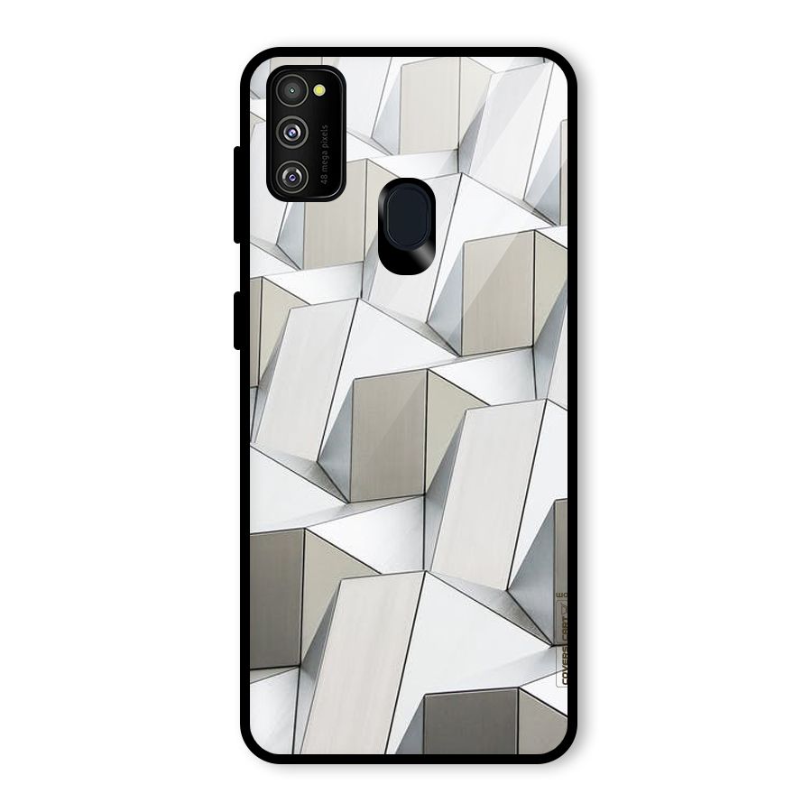 White Abstract Art Glass Back Case for Galaxy M30s