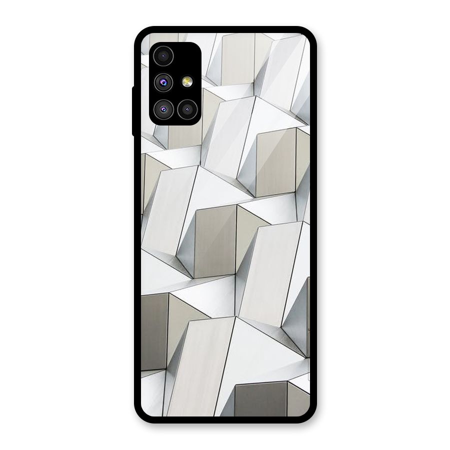 White Abstract Art Glass Back Case for Galaxy M51