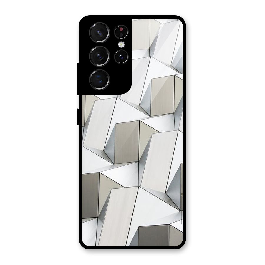 White Abstract Art Glass Back Case for Galaxy S21 Ultra 5G