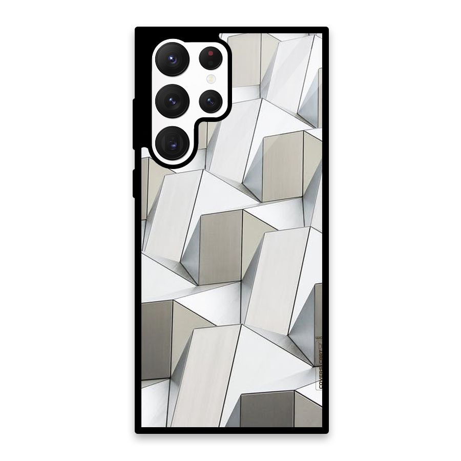 White Abstract Art Glass Back Case for Galaxy S22 Ultra 5G
