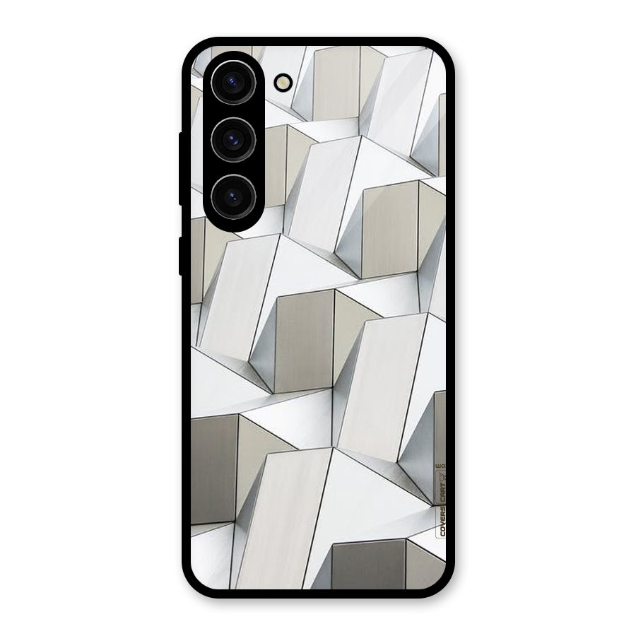 White Abstract Art Glass Back Case for Galaxy S23 Plus