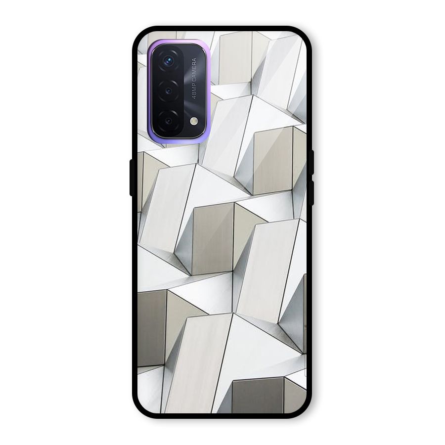 White Abstract Art Glass Back Case for Oppo A74 5G