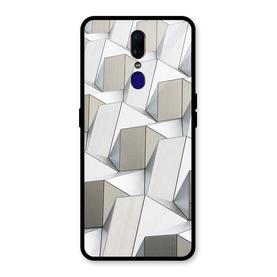 White Abstract Art Glass Back Case for Oppo F11