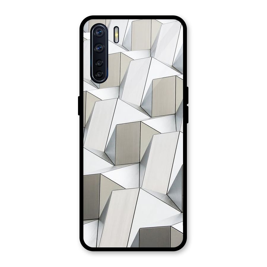 White Abstract Art Glass Back Case for Oppo F15