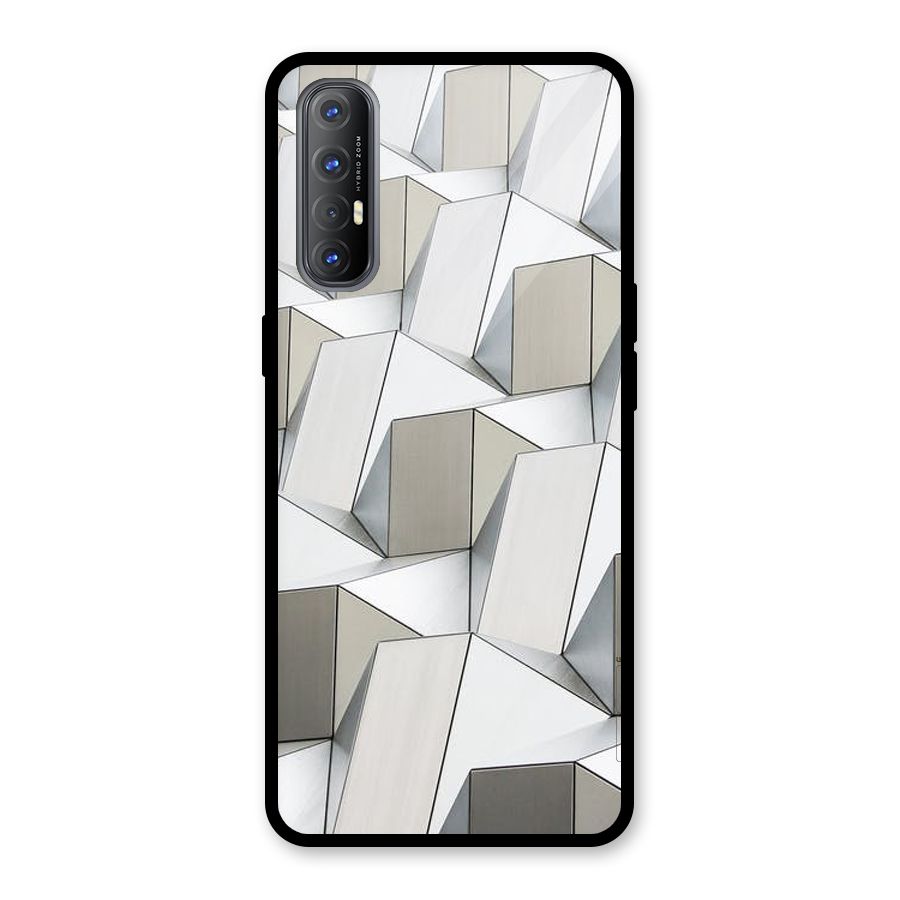 White Abstract Art Glass Back Case for Oppo Reno3 Pro