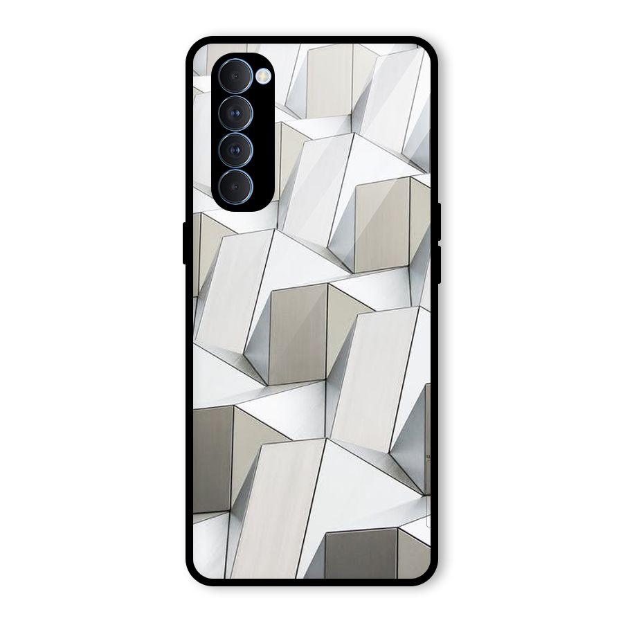 White Abstract Art Glass Back Case for Oppo Reno4 Pro