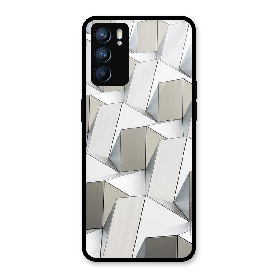 White Abstract Art Glass Back Case for Oppo Reno6 5G