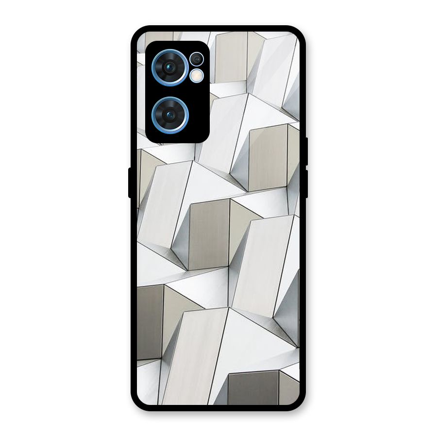 White Abstract Art Glass Back Case for Oppo Reno7 5G