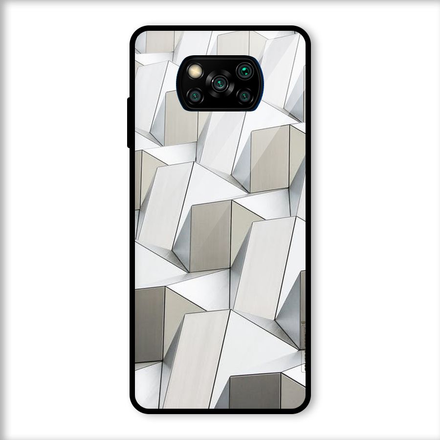 White Abstract Art Glass Back Case for Poco X3