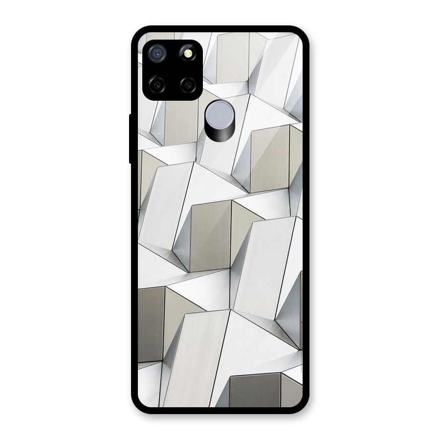White Abstract Art Glass Back Case for Realme C15