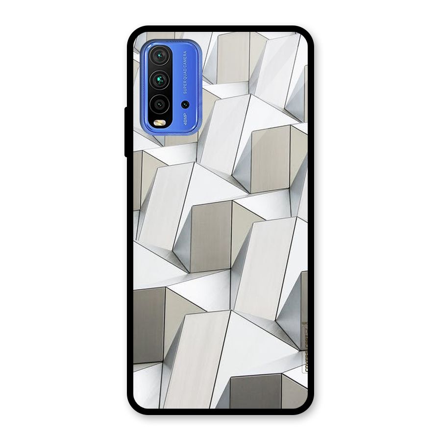 White Abstract Art Glass Back Case for Redmi 9 Power