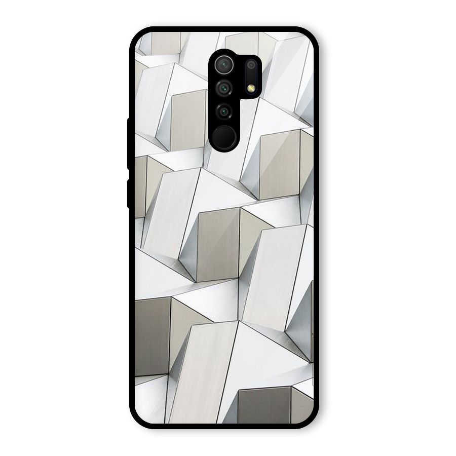 White Abstract Art Glass Back Case for Redmi 9 Prime
