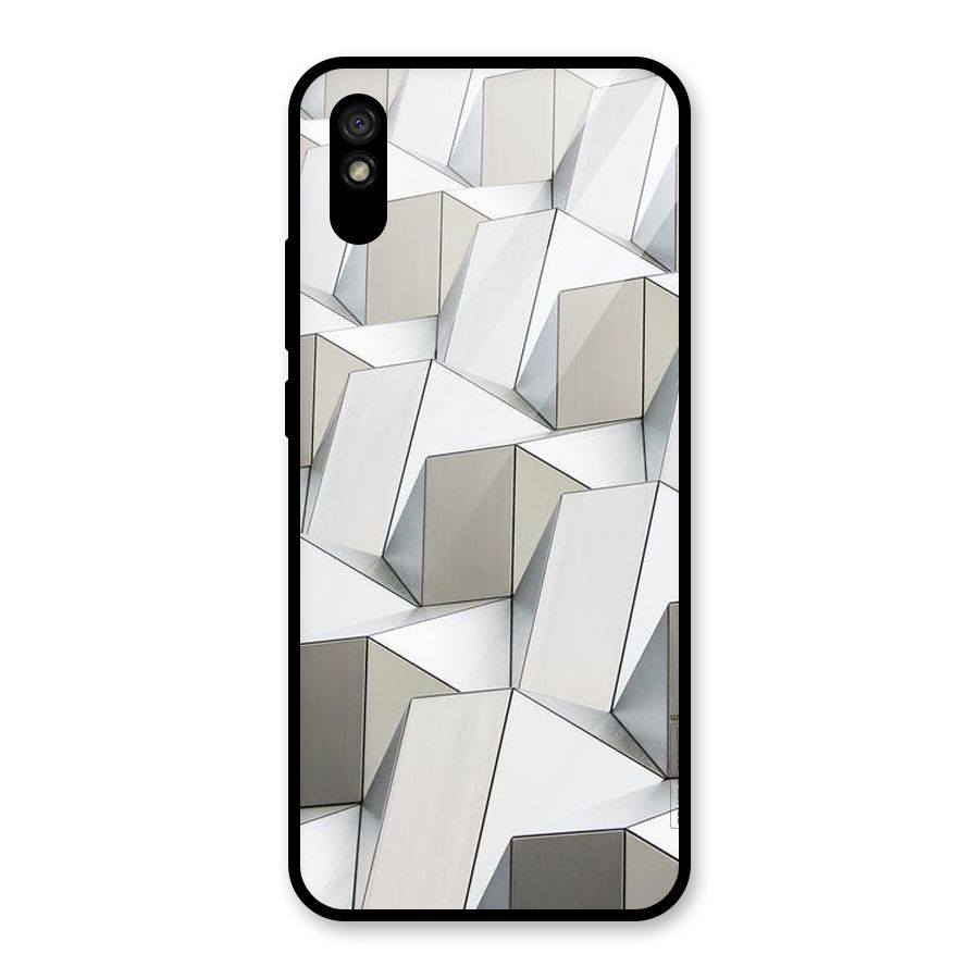 White Abstract Art Glass Back Case for Redmi 9i