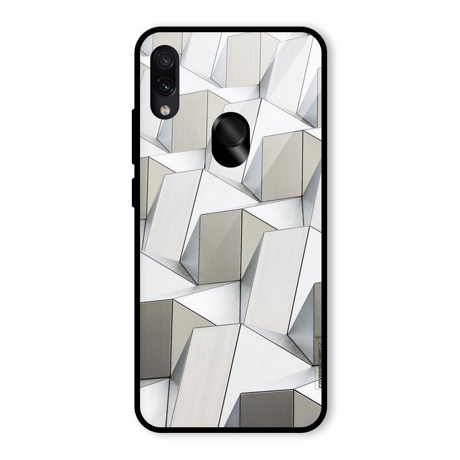 White Abstract Art Glass Back Case for Redmi Note 7S