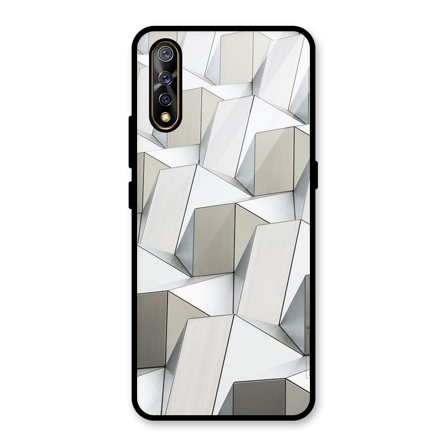White Abstract Art Glass Back Case for Vivo S1
