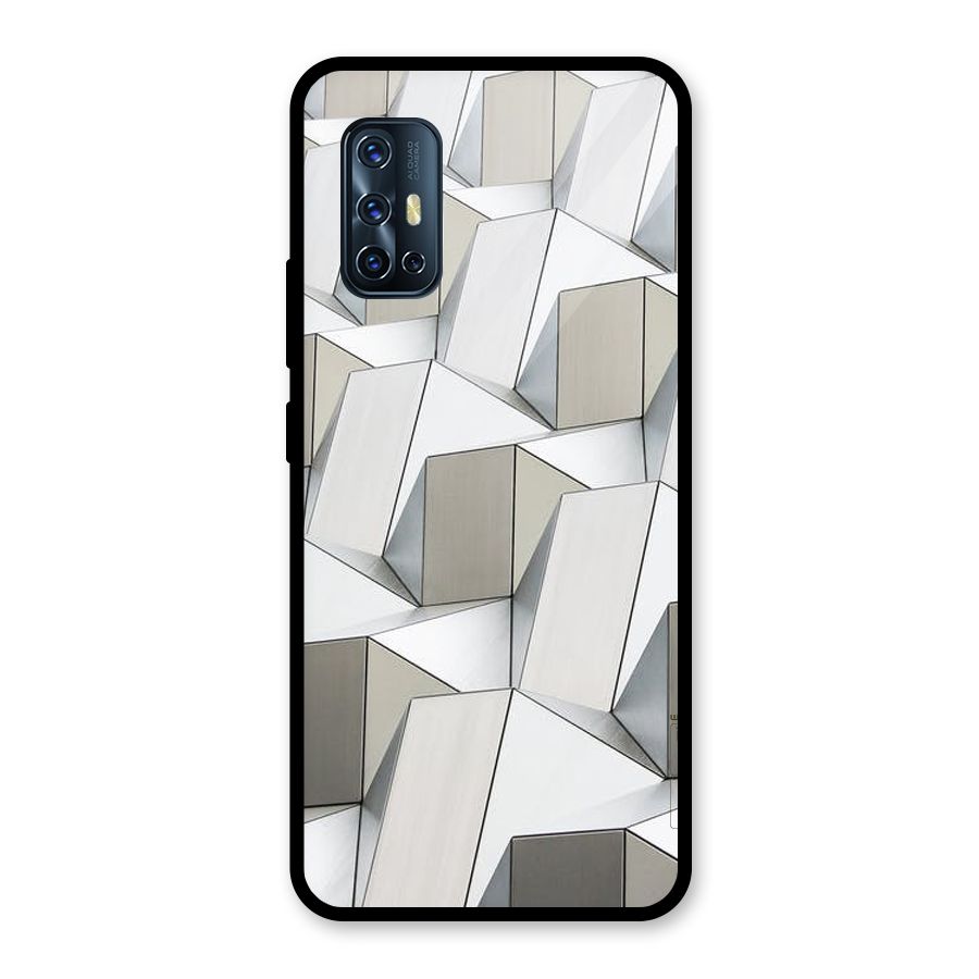 White Abstract Art Glass Back Case for Vivo V17