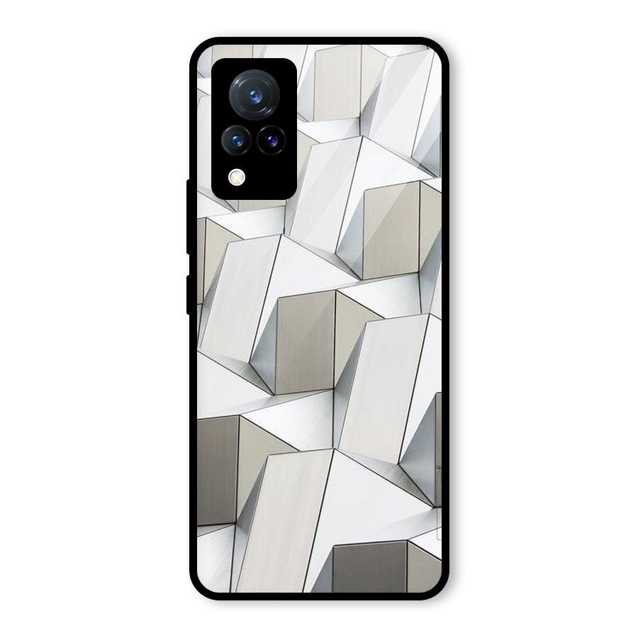 White Abstract Art Glass Back Case for Vivo V21 5G