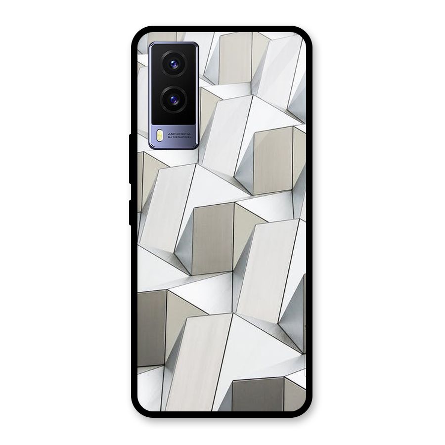 White Abstract Art Glass Back Case for Vivo V21e 5G