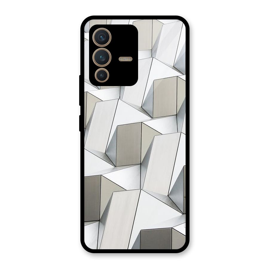 White Abstract Art Glass Back Case for Vivo V23 5G