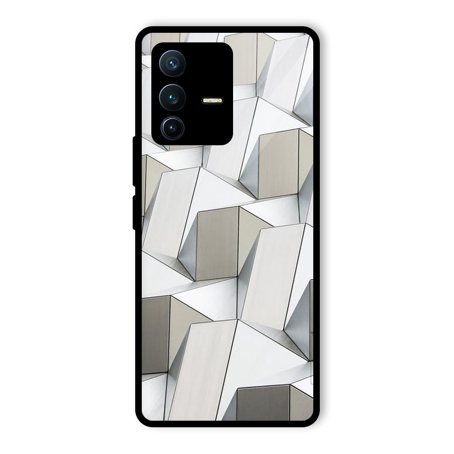White Abstract Art Glass Back Case for Vivo V23 Pro