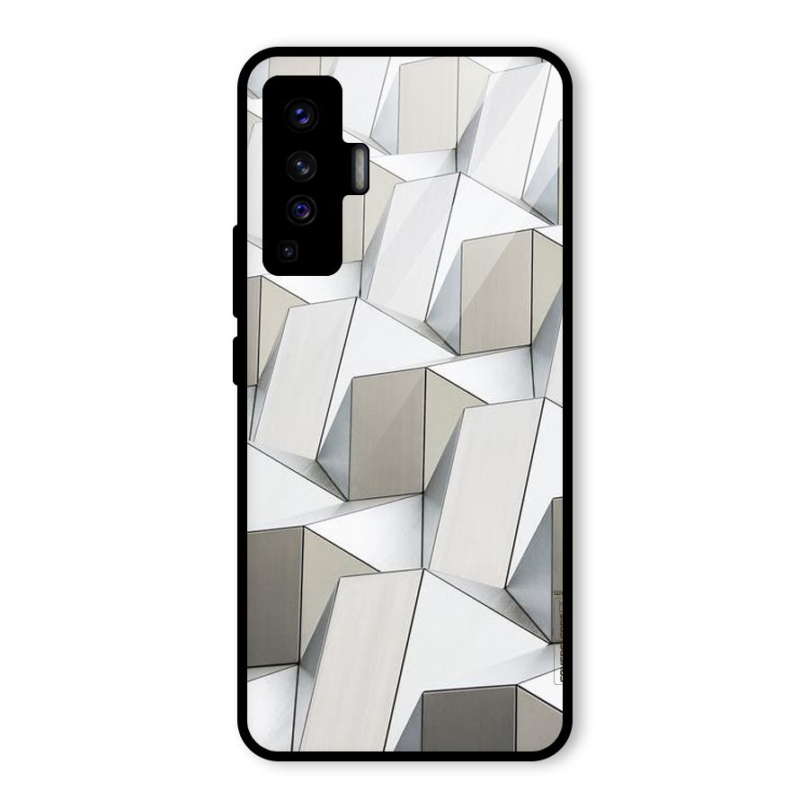White Abstract Art Glass Back Case for Vivo X50