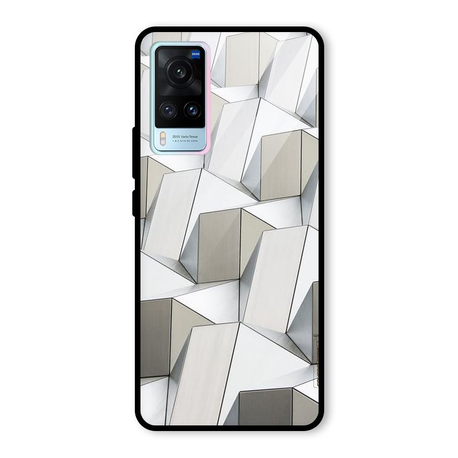 White Abstract Art Glass Back Case for Vivo X60