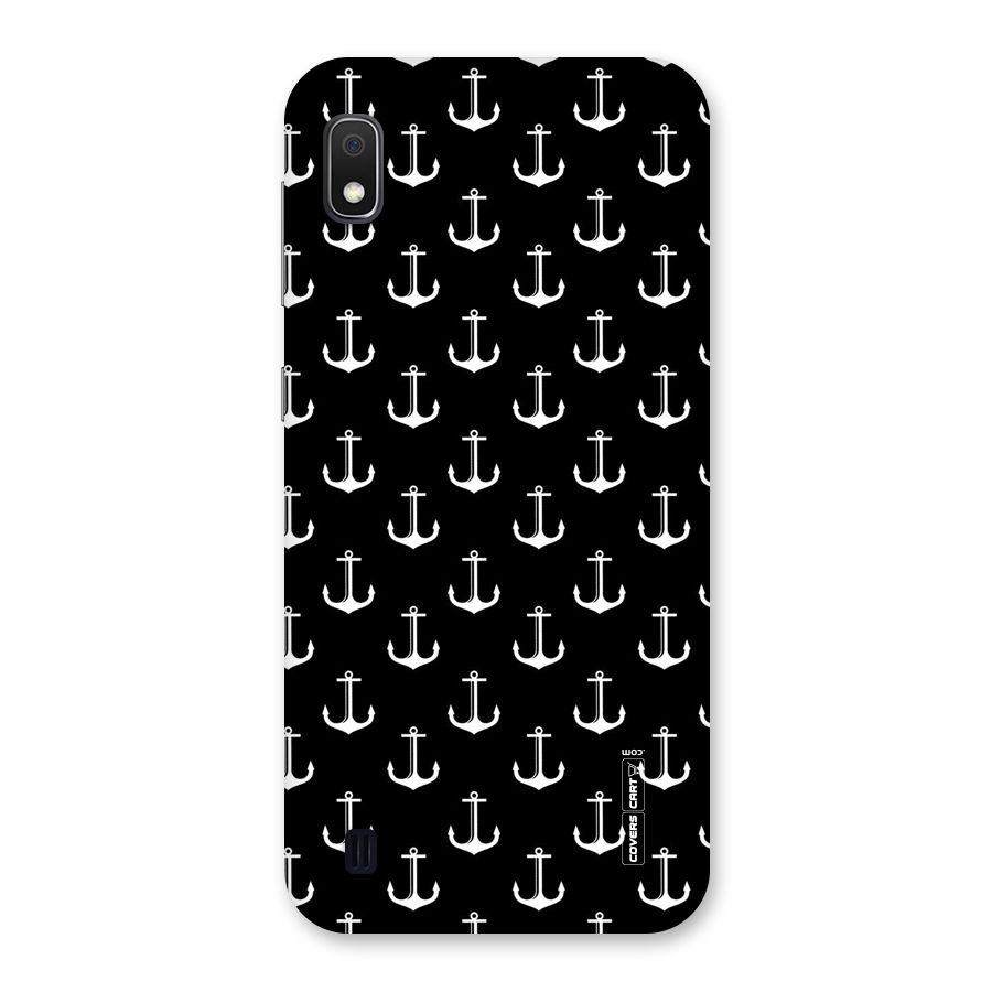 White And Black Anchor Pattern Back Case for Galaxy A10