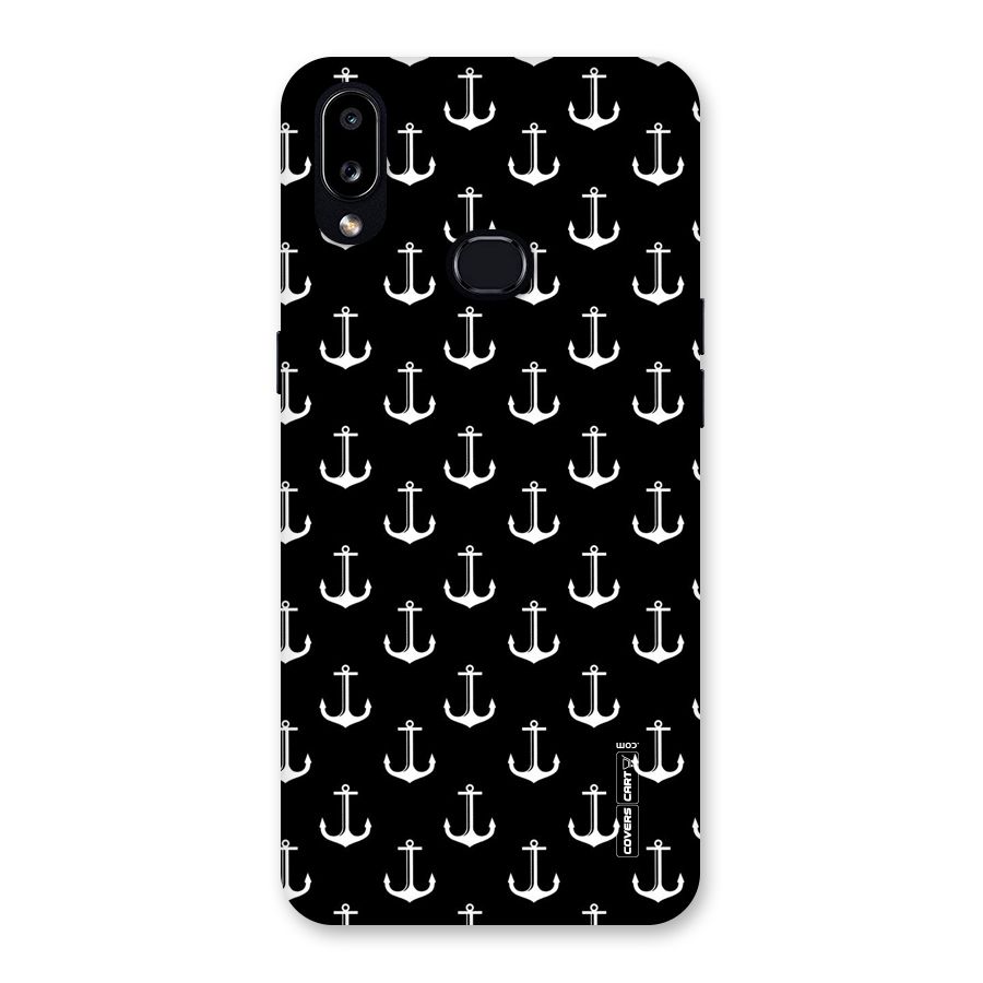 White And Black Anchor Pattern Back Case for Galaxy A10s