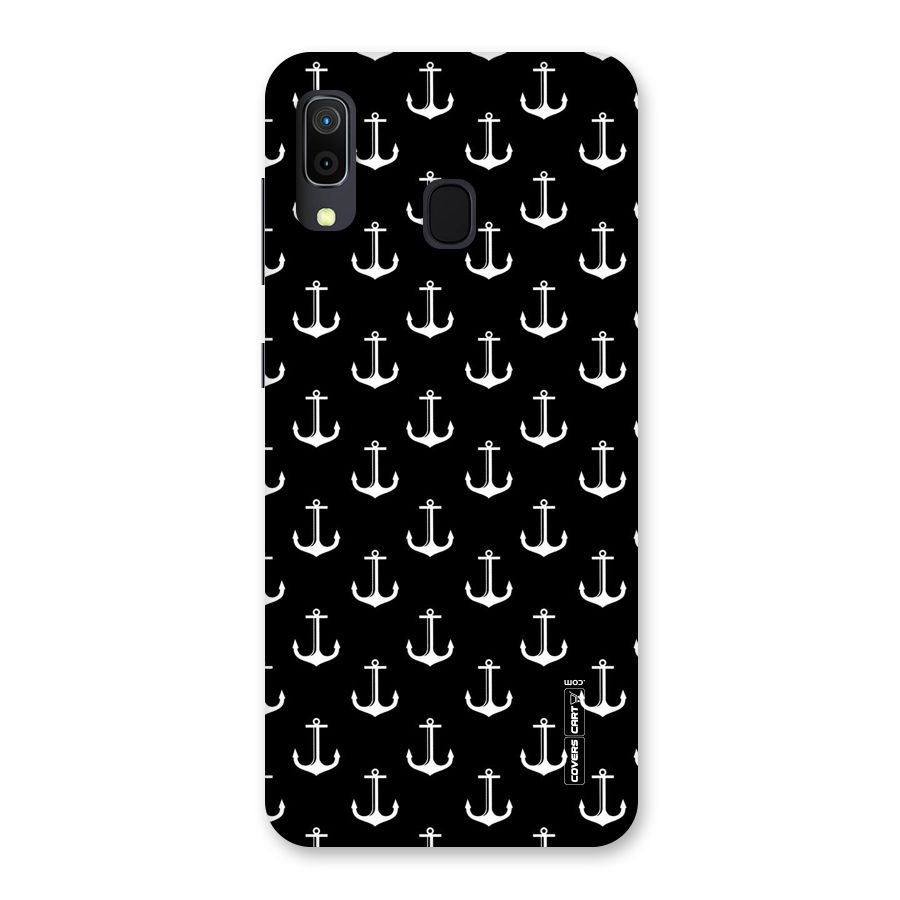 White And Black Anchor Pattern Back Case for Galaxy A30