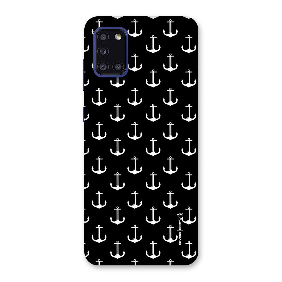 White And Black Anchor Pattern Back Case for Galaxy A31