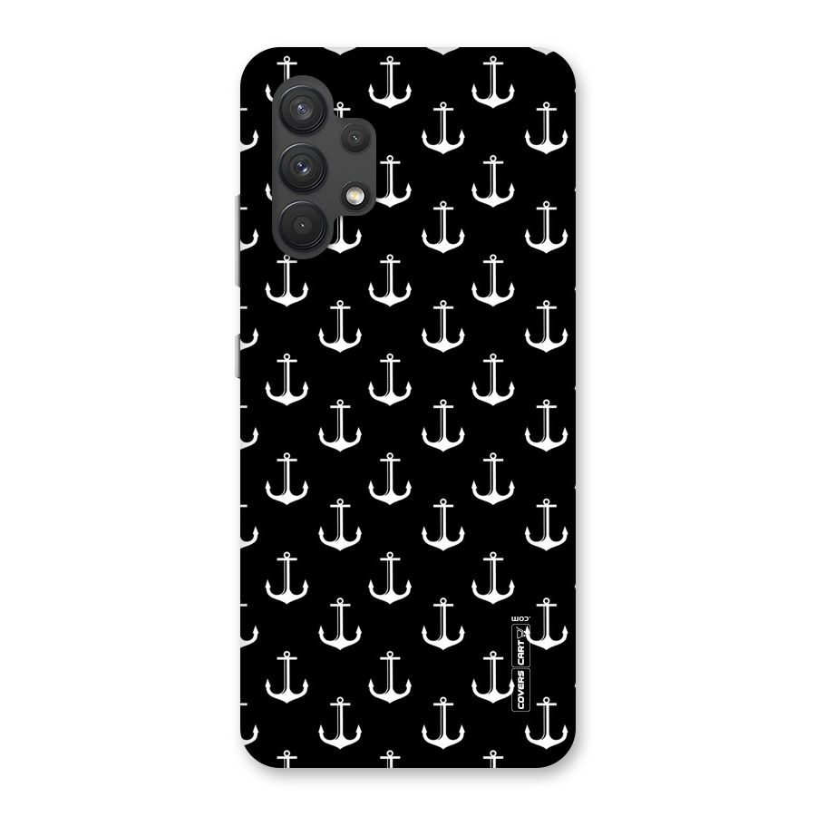 White And Black Anchor Pattern Back Case for Galaxy A32