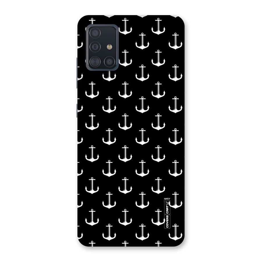 White And Black Anchor Pattern Back Case for Galaxy A51