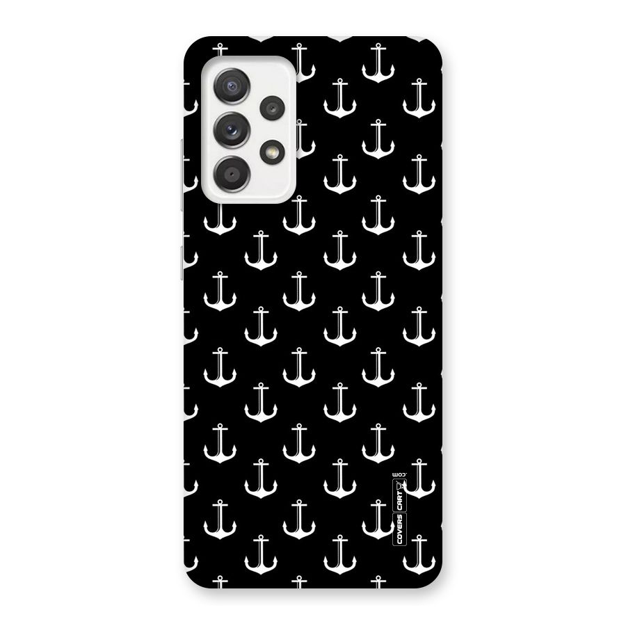 White And Black Anchor Pattern Back Case for Galaxy A52