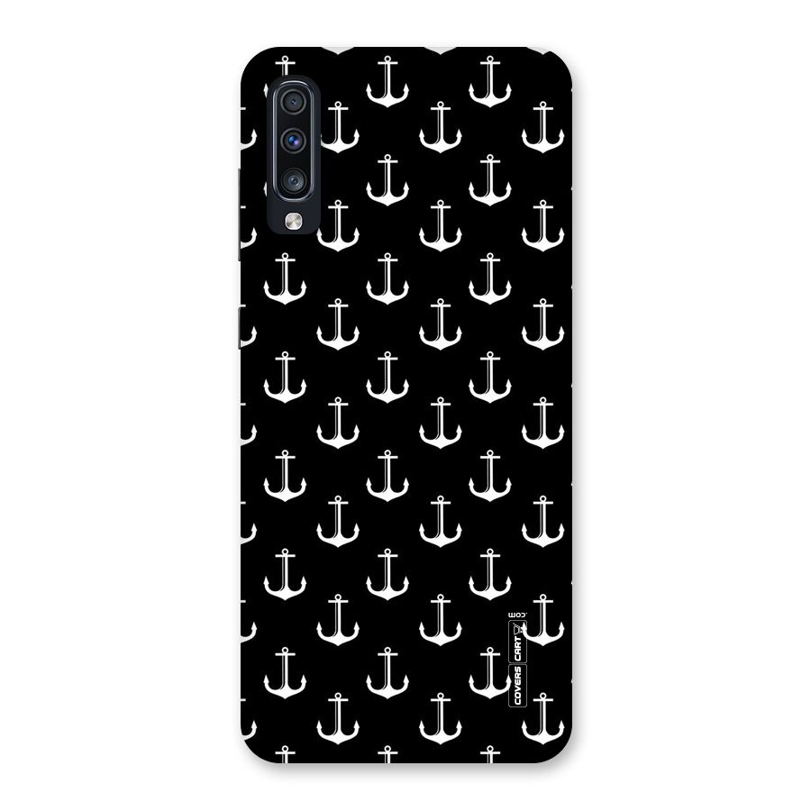 White And Black Anchor Pattern Back Case for Galaxy A70