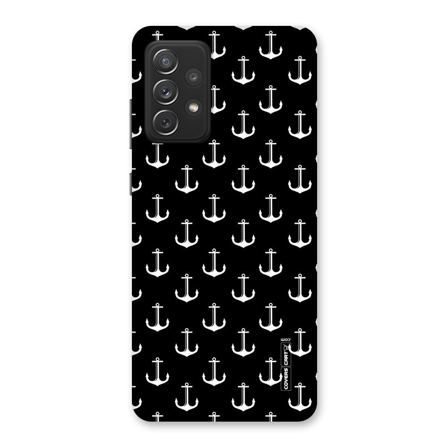 White And Black Anchor Pattern Back Case for Galaxy A72