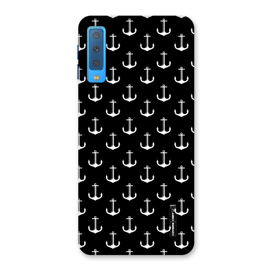 White And Black Anchor Pattern Back Case for Galaxy A7 (2018)